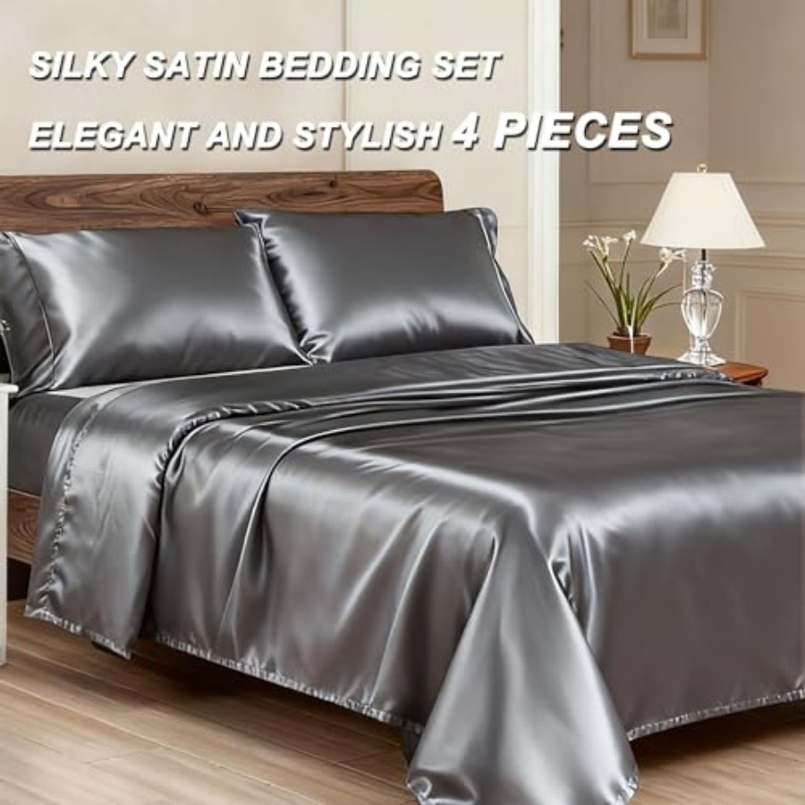 4 Pcs Satin Silky Sheet Set Si - Skincare Skin 1004 บทวิจารณ์และราคา